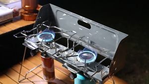 2000W ตั้งแคมป์กลางแจ้งเตาอบพับแผ่งหน้าปัดสะดวกหัวเตาคู่ใช้เตาแก๊สคู่