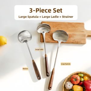 SHUEHO | Thickened Walnut Wood & Stainless Steel Pot and Pan Set