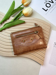 Retro Compact Womens Wallet Multi-Card Slot Coin Pocket Zipper Coin Purse Integrated Design Korean Style Soft PU Leather