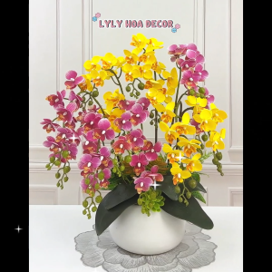 Hoa Lan cánh cao su non. Hoa lan nhân tạo giống thật trang trí nhà cửa hàng văn phòng sự kiện. Hoa Lụa Decor