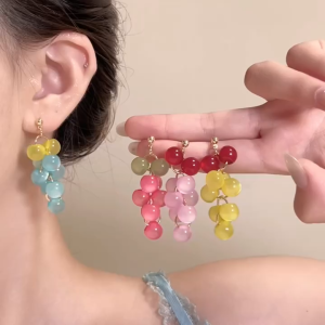Fashionable Colorful Grape Summer Dopamine Crystal Elegant EarringsES64815