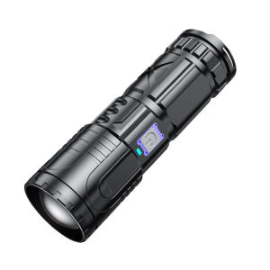 พัดลมมือถือชาร์จไฟได้พร้อมไฟฉาย LED สว่างและแบตสำรองสำหรับแคมป์ปิ้ง ปีนเขา และสถานการณ์ฉุกเฉิน