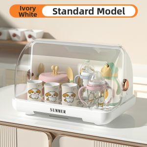 BW | Baby Feeding Bottle Drain Rack Dish Storage Box Dustproof Bowl Cup Utensil Disinfection Cabinet Nordic Style Kitchen Shelf