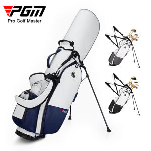 PGM Lightweight Waterproof Microfiber Leather 6 Divide Golf Stand Bag with Umbrella Portable and Foldable Base Design for Complete Set of Golf Clubs