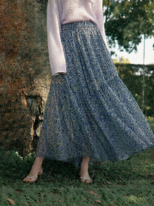 Elle | Elegant Floral Vacation Style A-Line Skirt Design