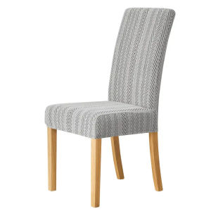 Stripes Jacquard Dining Chair Covers All Seasons Universal Chair Slipcovers Elastic Durable Protective Case for Hotel Party