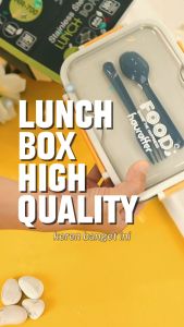 Houroffer Kotak Makan Luncbox HR-700 Kotak Bekal 3 Sekat Anti Tumpah 750ml Include Sendok & Garpu