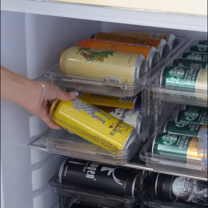 🌈Soda Can Organizer Width Adjustable Egg Holder for Fridge Rolling for Refrigerator Expandable Beverage Dispenser Clear 2 Layer Automatic Rolling Pop Cans Beverage Holder Storage Rack Container