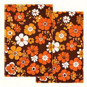 2Pcs Caramel Orange Blossom Kitchen Towels 40Cm*60Cm Towel Set Super Absorbent Soft Cleaning Cloth Cooking and Baking Tea Towel Hand Towel Cleaning Cloth Dishcloth Kitchen Decoration Living Room Decorations Kitchen Essentials Home Essentials