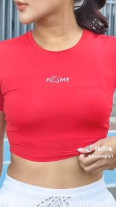 Top เสื้อเอวลอย แขนสั้น เสื้อครอปวิ่ง สำหรับออกกำลังกาย    แห้งไว  ลดกลิ่นเหงื่อ