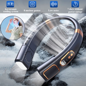 USB Rechargeable Neck Fan - Hands-Free Bladeless Cooling Fan for Outdoor/Office Ultra Quiet Turbo Airflow Lightweight Hanging Fan with 5 Speeds Portable Personal Fan