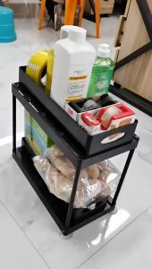 Multipurpose Rack Cabinet Under Sink Storage Rack Bathroom Kitchen 2 Tier Under Sink Storage Organizer Sliding Drawer