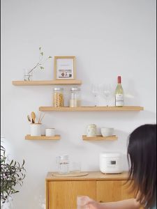 TATA ชั้นวางติดผนัง ไม่ต้องเจาะ ชั้นวางไม้ ชั้นวางของติดผนัง ของแต่งบ้าน ไม้ ติดตั้งง่าย 4 ขนาด