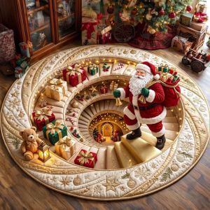 VIKAMA Christmas Gnome Round Rug Soft Non-Slip Rug for Living Room Sofa Coffee Table Entryway Holiday Floor Mat Home Decor