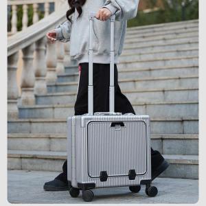 18-Inch Multi-Functional Carry-On Suitcase with Cup Holder Aluminum Frame Side Password Opening Hardshell Luggage for Travel
