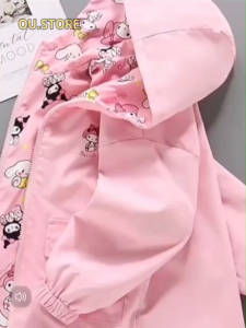Girls Double-sided Jackets Spring Autumn 2025 Sanrio Kuromi My Melody Cartoon Printed Kids Hooded