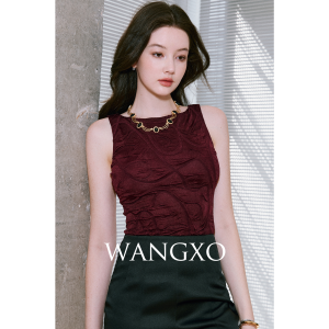 WANGXO | Áo Không T Tay Dài Một Vai Kích Cỡ Lớn Chất Liệu Acetate Satin Jacquard Matte Knit