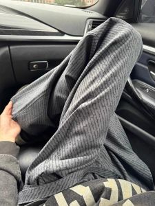 Cleanfit Design Striped Mens Summer Casual Pants Drapey Straight Leg Loose Fit Fashionable Youthful Style Low Waist Long Trousers