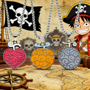 Japanese Anime Pirate Themed Ace Law Cursed Devil Fruit Pendant Choker Necklace - Fashionable Anime Jewelry Accessory