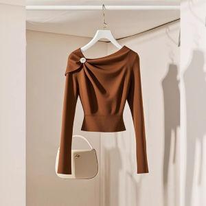 QFN | Elegant Brown Unique Design Long-sleeve Shirt