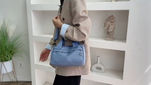 UISNMALL #S6331 Casual Solid Color Canvas Crossbody Bag Multi-Purpose Zipper Nylon Shoulder Bag Tote Bag Lightweight Small Square Bag Women