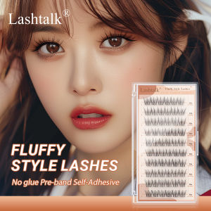 Lashtalk 1Box Fluffy Style Self Adhesive DIY Eyelash Anime Natural Clusters 60 Clusters No Glue and Remover Need One-Step Press