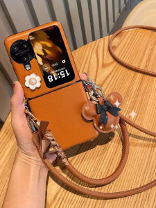 เคสโทรศัพท์หนังสไตล์ย้อนยุคสำหรับ OPPO Find N3 Flip พร้อมสายสะพายข้างสำหรับผู้หญิง ป้องกันการตกหล่น ดีไซน์เก๋ไก๋ ดีไซน์เก๋ไก๋