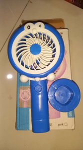 Kipas angin pegangan portable karakter LED  mini fan rechargeable hello kitty doraemon-K1
