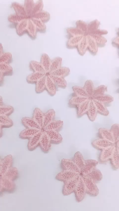 20pc 2.5cm Mini Embroidery Flower Patch Fabric Flower Cloth Flower DIY Pink flower Petals Tudung Bunga DIY Sewing Flower