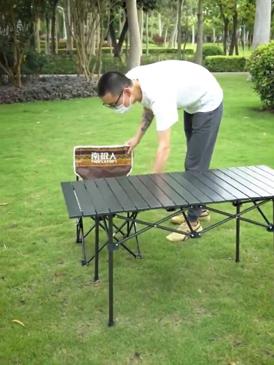 Newly filled outdoor folding table portable camping liftable egg roll table  picnic table and chairs carbon steel outdoor equipment set Lazada PH