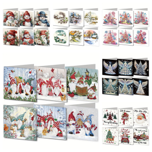6 DIY diamond-painted paper Christmas/Angel/castle pattern greeting cards and postcards Christmas gifts