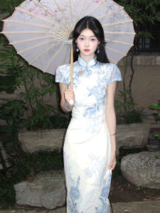 CHANGTONG | Modified Traditional Cheongsam Dress Vintage Floral Print Bodycon
