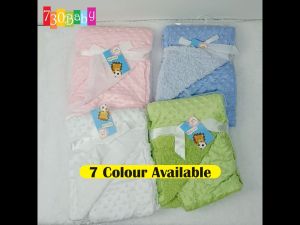 730Baby Soft Fleece Blanket Bean Point Baby Swaddle Blanket Wrap Dotted Selimut Bayi Dot BK
