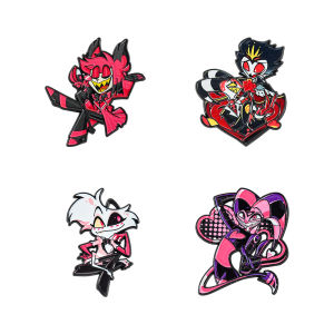 Bandai | 4 Pcs Fantasy Hell Demon Themed Enamel Pins Set Cartoon Monster Character Metal Brooch Badges for Clothing And Fan Decoration