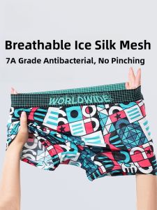 MiiOW | Mens Ice Silk Underwear Ultra-Thin Breathable Boxer Shorts Quick-Drying Seamless Flat Angle Briefs Comfortable Sports Innerwear