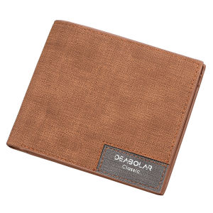 Mens Vintage Soft Exterior Slim Short Wallet Korean Stitching Card Holder Multifunctional With Card Slots & Id Window Wallet