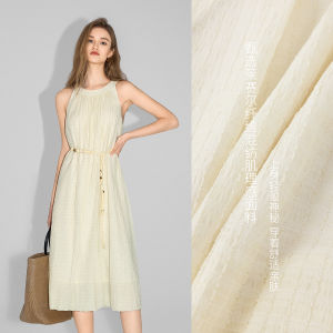 Bessie French Vintage Silk Sleeveless Dress Womens Summer New Design Sensation Elegance A-Line Skirt Casual U-Neck Gown