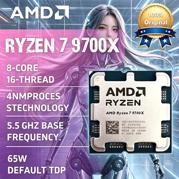 AMD | AMD Ryzen 7 9700X CPU 5.5GHz 8-Core 16-Thread 40MB Cache 4NM Socket AM5 Gaming CPU Processor Without Package
