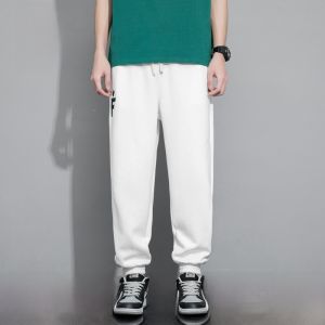 ROMON | Romon Mens Sweatpants Summer Thin Trendy Loose Cuffed Harem Sports Grey Casual Long Pants Male Fashionable Loose Fit Trousers