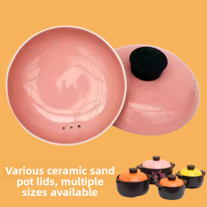 Kangshu Universal Ceramic Sand Pot Lid Kitchen Accessory for Home Use Various Soup Pots Rice Cookers Heat-Resistant Lid