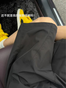 Black Quick-Dry Casual Mens Shorts Summer Outdoor Outdoor Workwear Pants Knee-Length Four-Fifths Length Straight-Cut Shorts