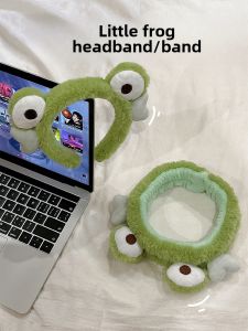 Cute Cartoon Frog Velvet Hairband Womens Face Wash Special Hair Ring Makeup Head Cover Personal Hygiene Tool Non-Disposable