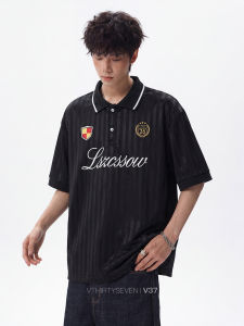 V37 | American Letters Cool Feel Polo Shirt Fall Thin Style