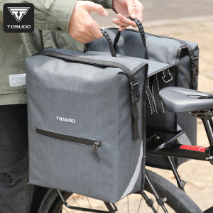 TOSUOD Bicycle Rear Seat Bag 28L Capacity Bike Panniers Snowflake Dragon Dance Cloth Material Waterproof Reflective Bike Bag