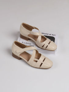 Braided Low Heel Square Toe Slip-on Sandals 40 Size
