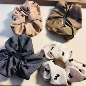 4pcs Retro Fabric Bow Print Hair Rope for Woman Elegant High Ponytail Hair Ties Fashion Girl Does Not Hurt The Hair