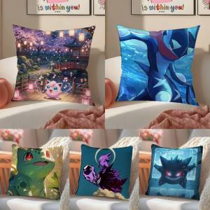 Bandai | Pokemon Jolteon Anime Plush Pillow Cover Soft Short Plush Cushion Cover For Sofa Bedroom Home Decor Gift Decoration