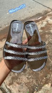 Sandal Wanita Jelly Transparan Teplek Selop Motif Tali Tiga Mute Anti Slip Terbaru