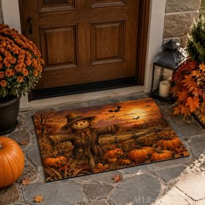 VIKAMA Halloween Pumpkin Ghost Door Mat Non-Slip Entry Rug Porch Party Floor Carpet Home Decor