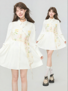 KEIKO | Floral Print Gauzy Patchwork Dress Elegant Drape and Slimming Effect